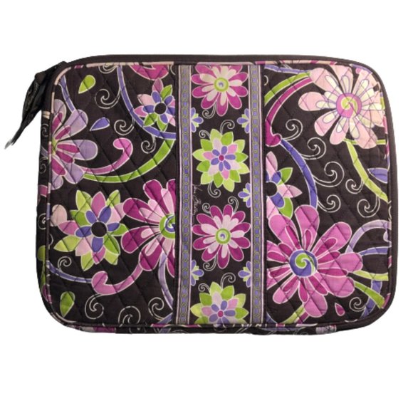 Vera Bradley Brown and Purple Laptop Bag Quilted Design - Picture 1 of 5